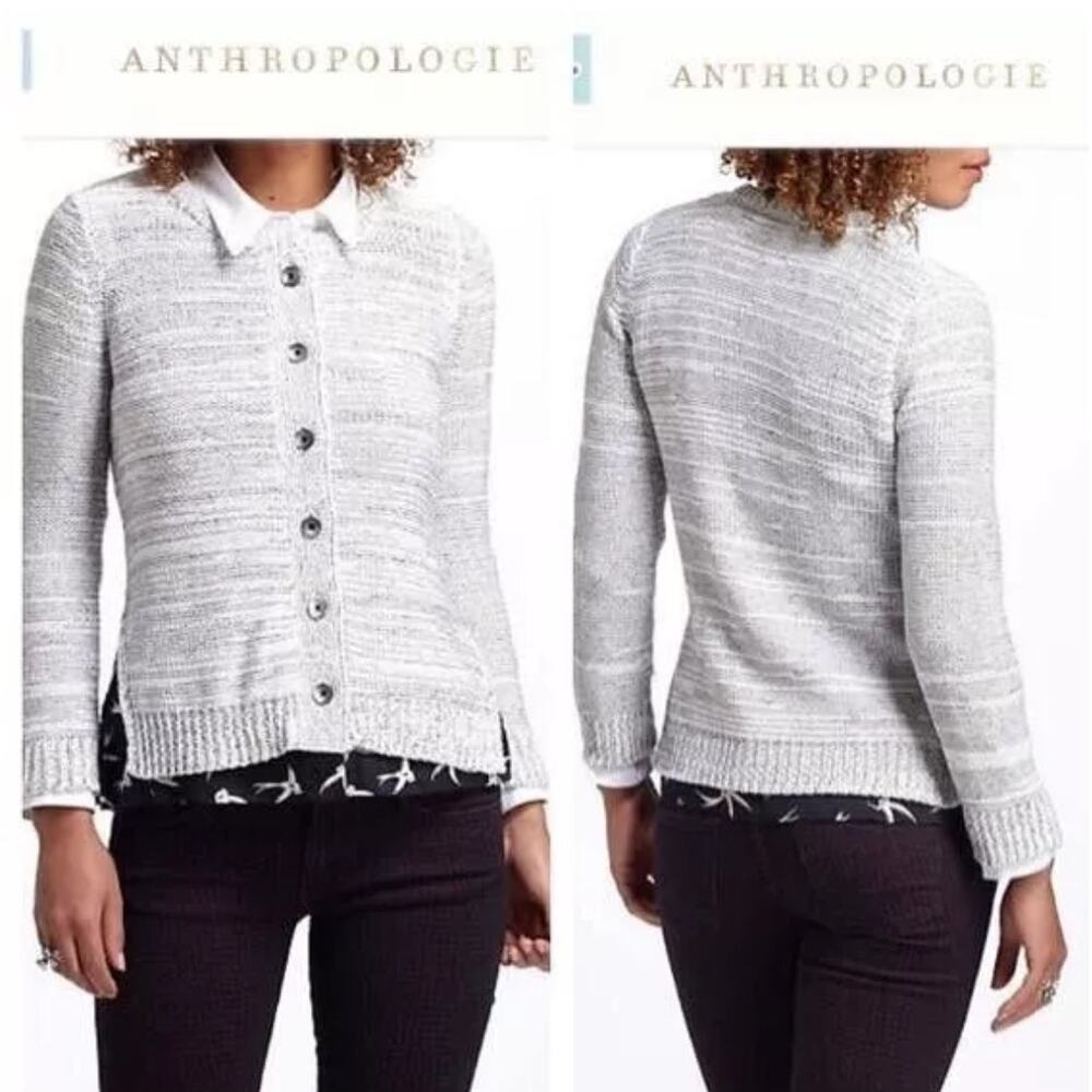 Anthro Field Flower Cardigan Womens XS Lined Bird Print BOHO 100% Cotton